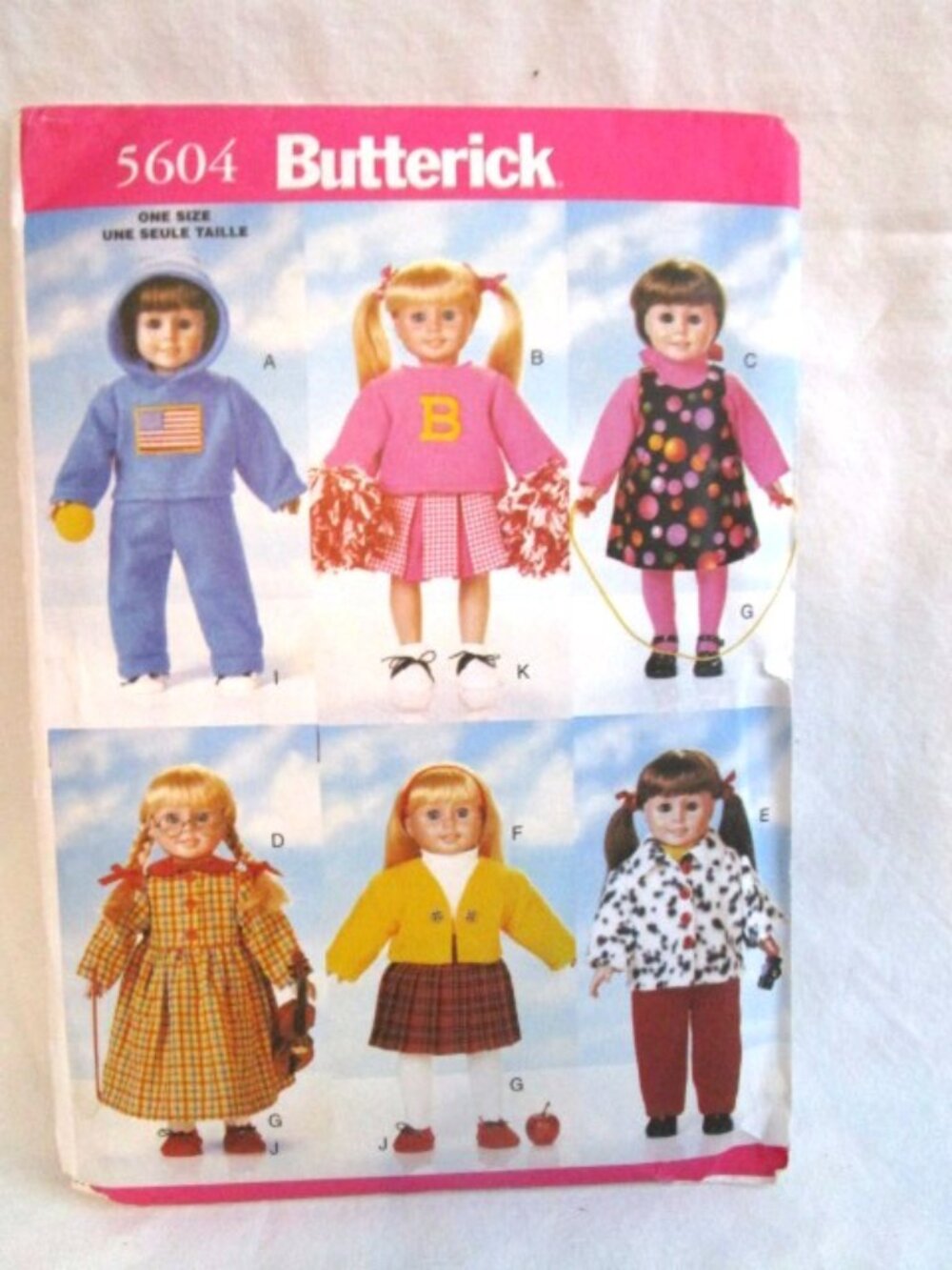 Butterick Pattern - 18" Doll Back To School Wardrobe (One Size) #5604 - Uncut